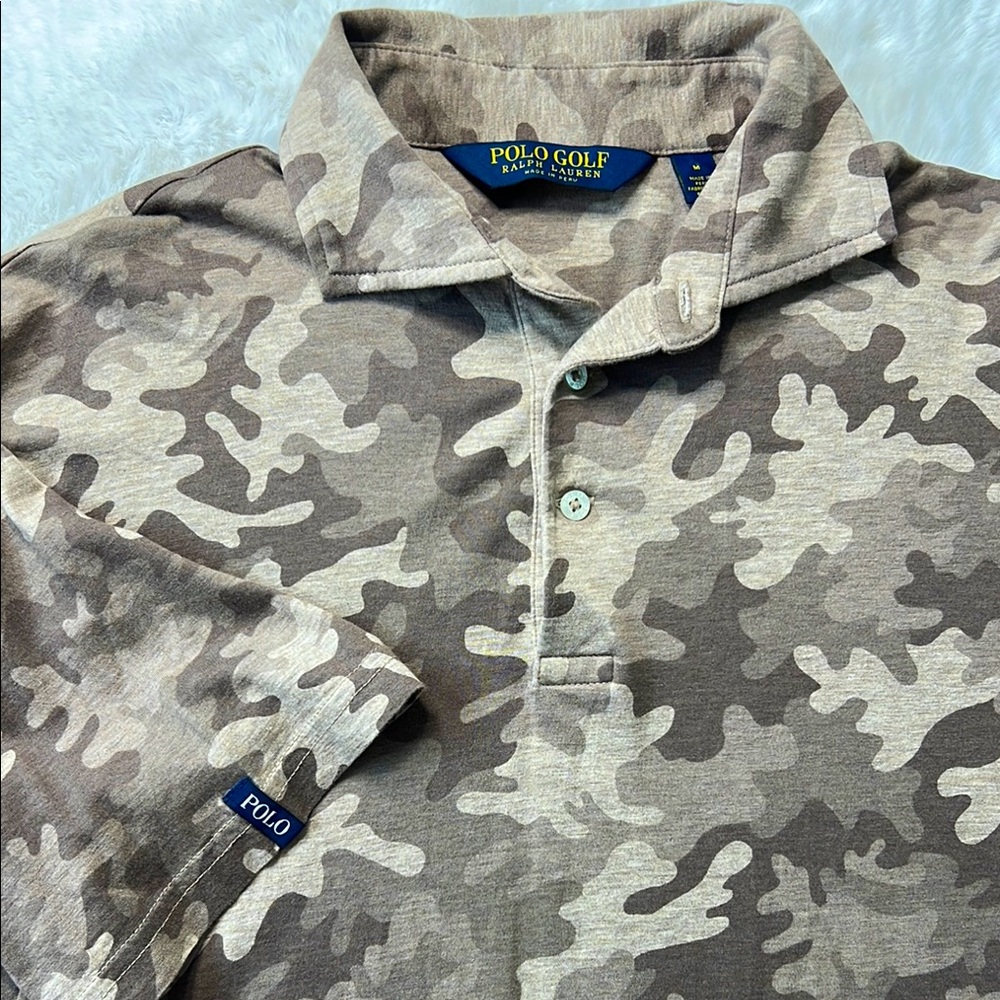 POLO Golf Ralph Lauren Cotton Camouflage Polo Shirt Beige Prep Golf Soft Comfy M